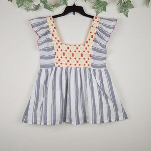 Anthropologie Forever That Girl Size 6 Embroidered Boho Cotton Gauze Top